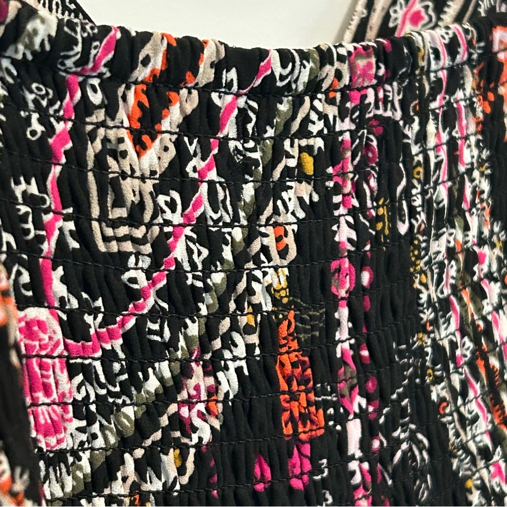 WHBM Tiered Maxi Dress Sleeveless Black Roses & Vines V-Neck Spaghetti Straps S - Picture 8 of 14